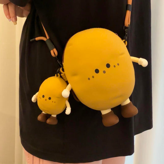1PC Cute Potato Crossbody Bag for Women & Kids – Kawaii Cartoon Shoulder Bag with Mini Coin Purse – Trendy Gift for Girls | Funny Plush Style Handbag